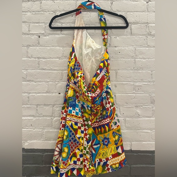Colorful Patchwork Halter Midi Dress - Picture 10 of 11